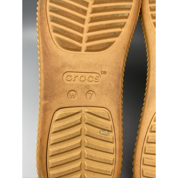 Crocs LiteRide Shoes Black Tan Strap Brooklyn Mid Platform Wedge Sandals 7 - Picture 12 of 13